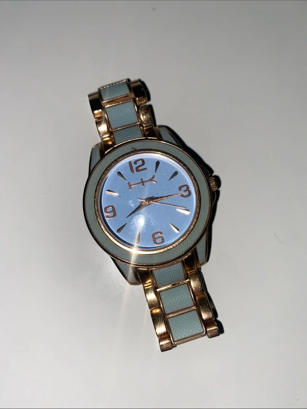 Rose Gold & Light Blue Women's Bracelet Watch